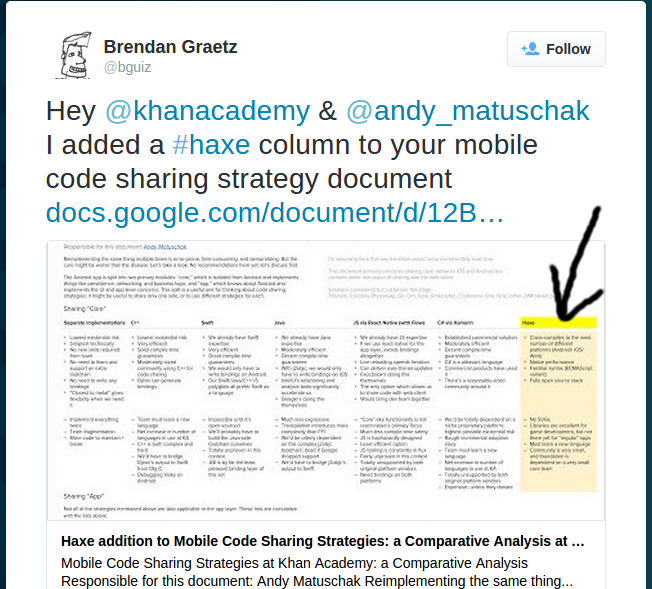 Haxe column in Khan Academy's documentation