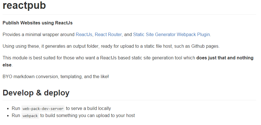 Screenshot of "nothing else" in reactpub